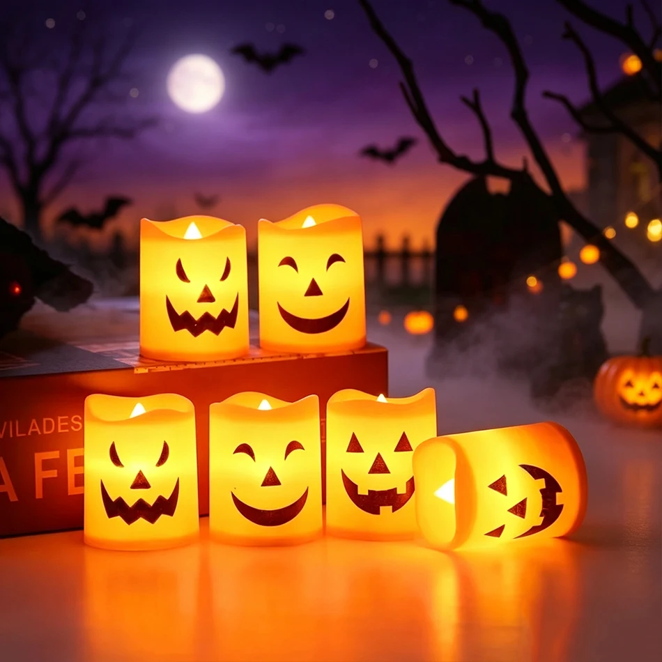 Desk Setup Lamp - LEDかぼちゃランプ、暖色系の光、ハロウィーンのテーブルデコレーション、屋内バー、パーティーの雰囲気作り、キャンドルライト。