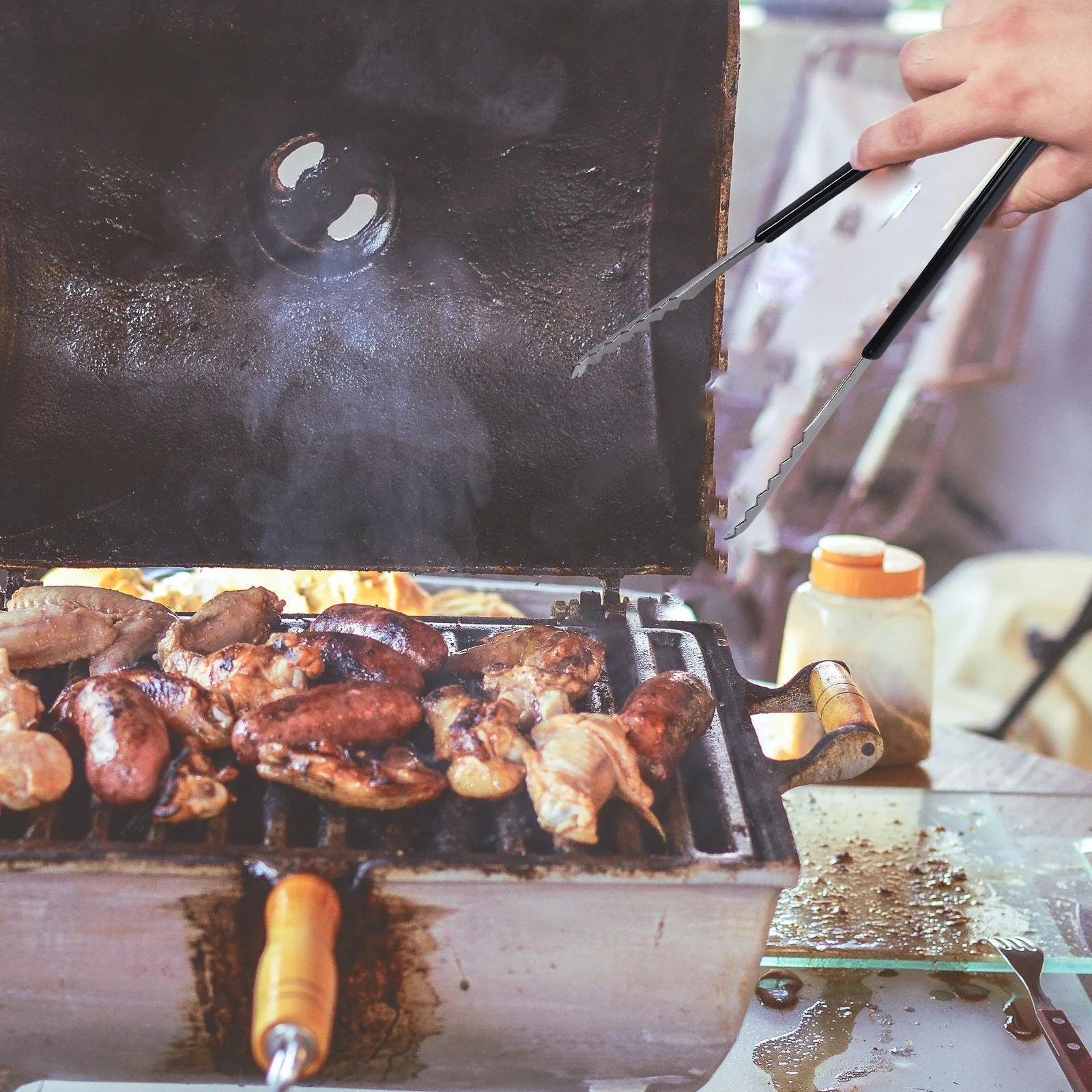 

Rubber Ice Tongs Stainless Steel Black 6.7 Inch Serrated Teeth For Restaurant Bar Catering Kitchen Home Office Use