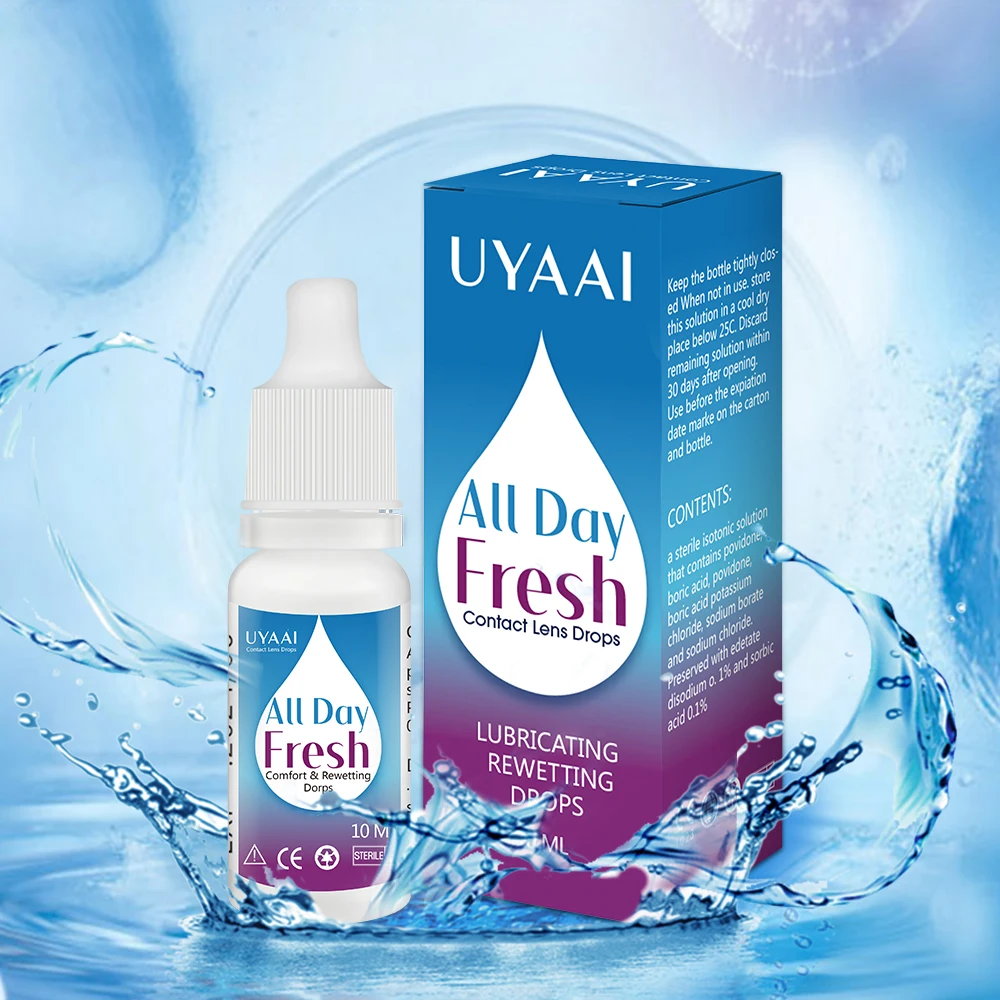 UYAAI 10ml Lens Solution Eye Drops Lens Comfort Rewetting Drops Liquid Contact Lenses Drops Beauty Pupil Cleaning Health Care