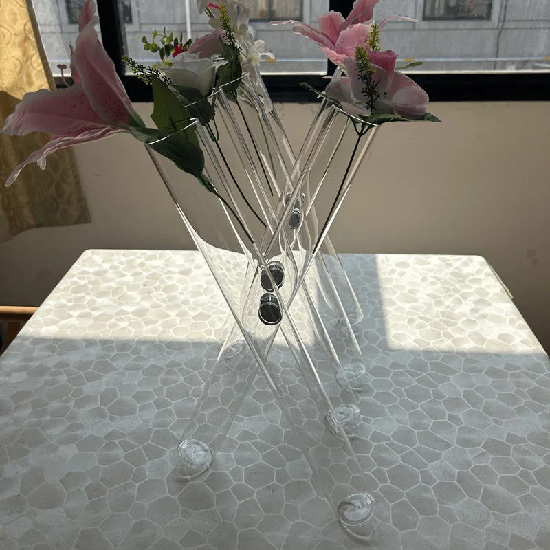 6 set 3 Glass Tripod vase bud vases Flower Holder Centerpiece Stand Tube vase