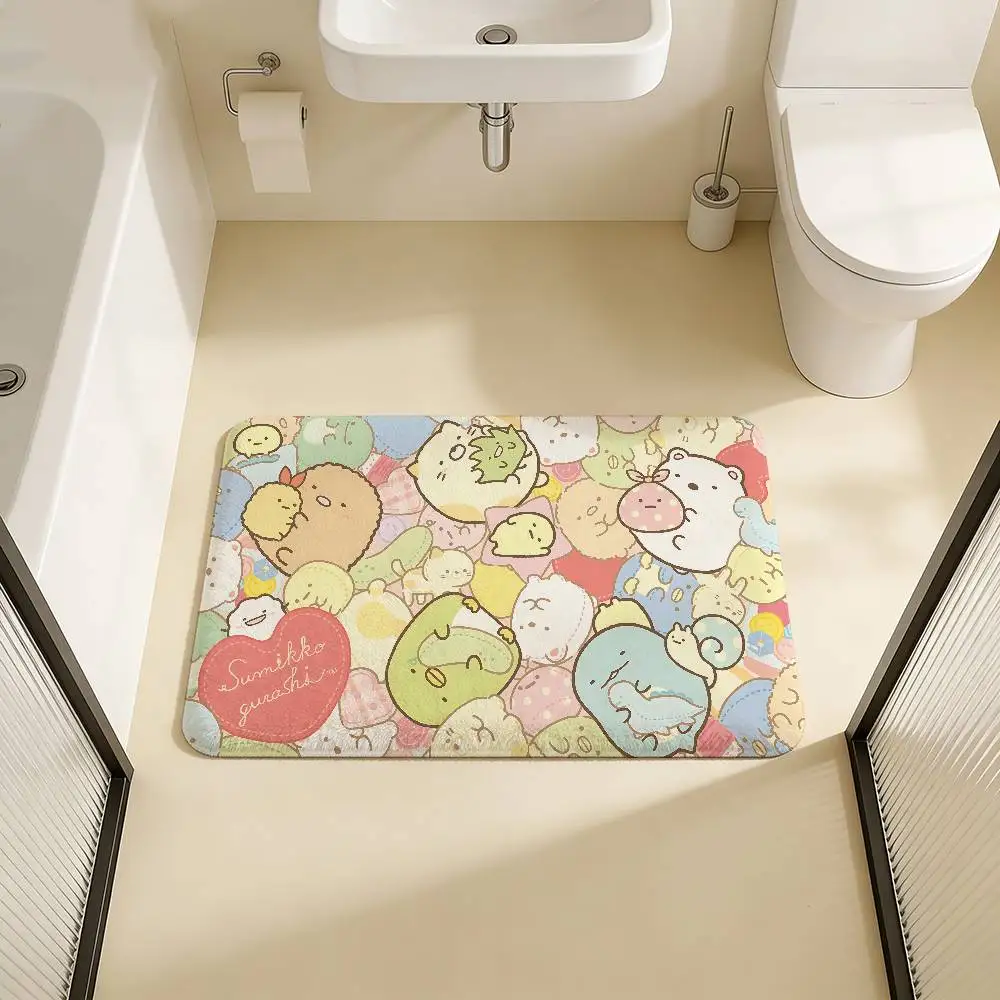 S-Sumikko Gurashi Colorful Floor Mat Rectangle Anti-slip Home Soft Badmat Front Door Indoor Outdoor Mat Hotel Decor Mat