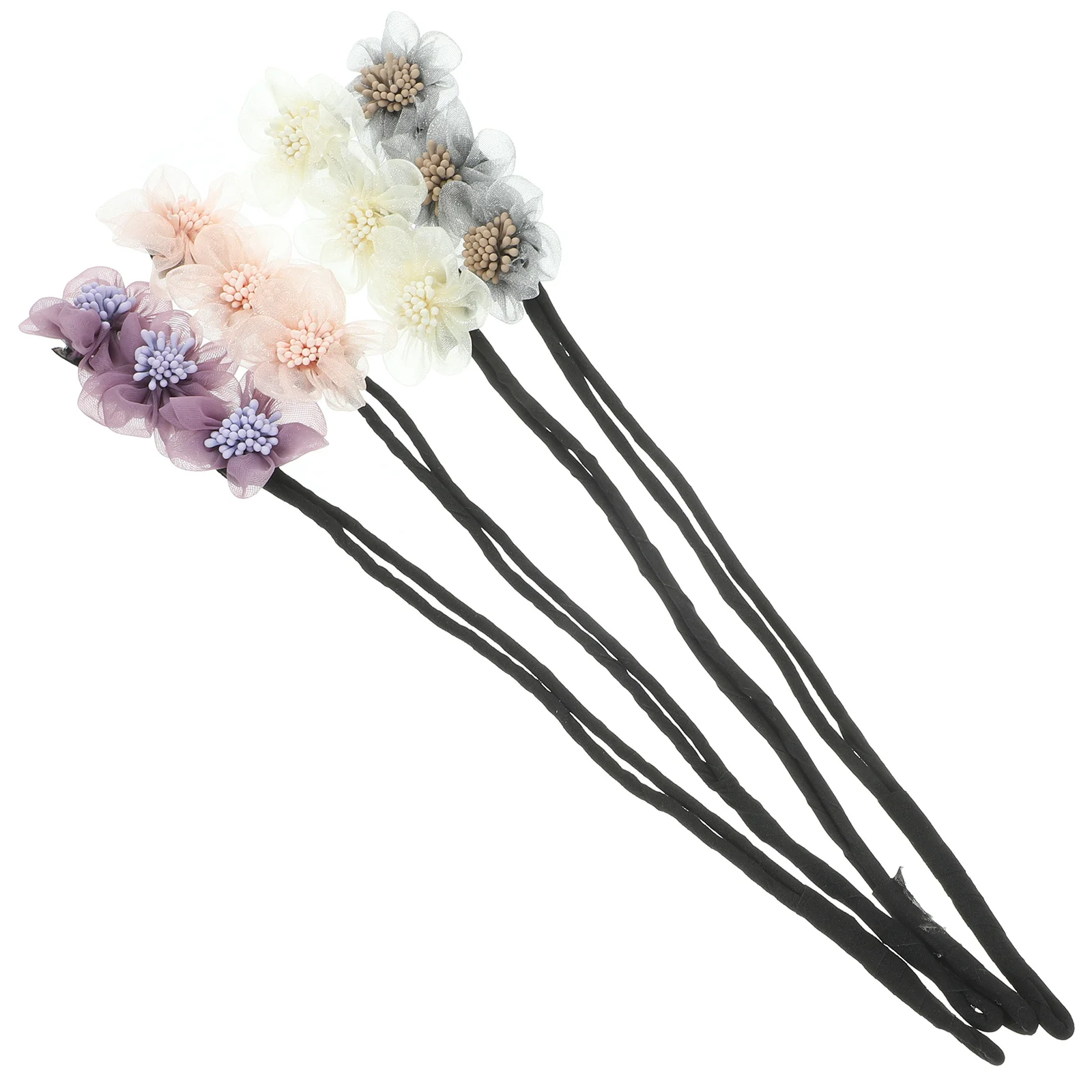 

4Pcs Flower Hair Bun Maker Decorative Mesh Yarn Donut Bun for Various Hairstyles Elegant Hair Accessories Lazy Curler