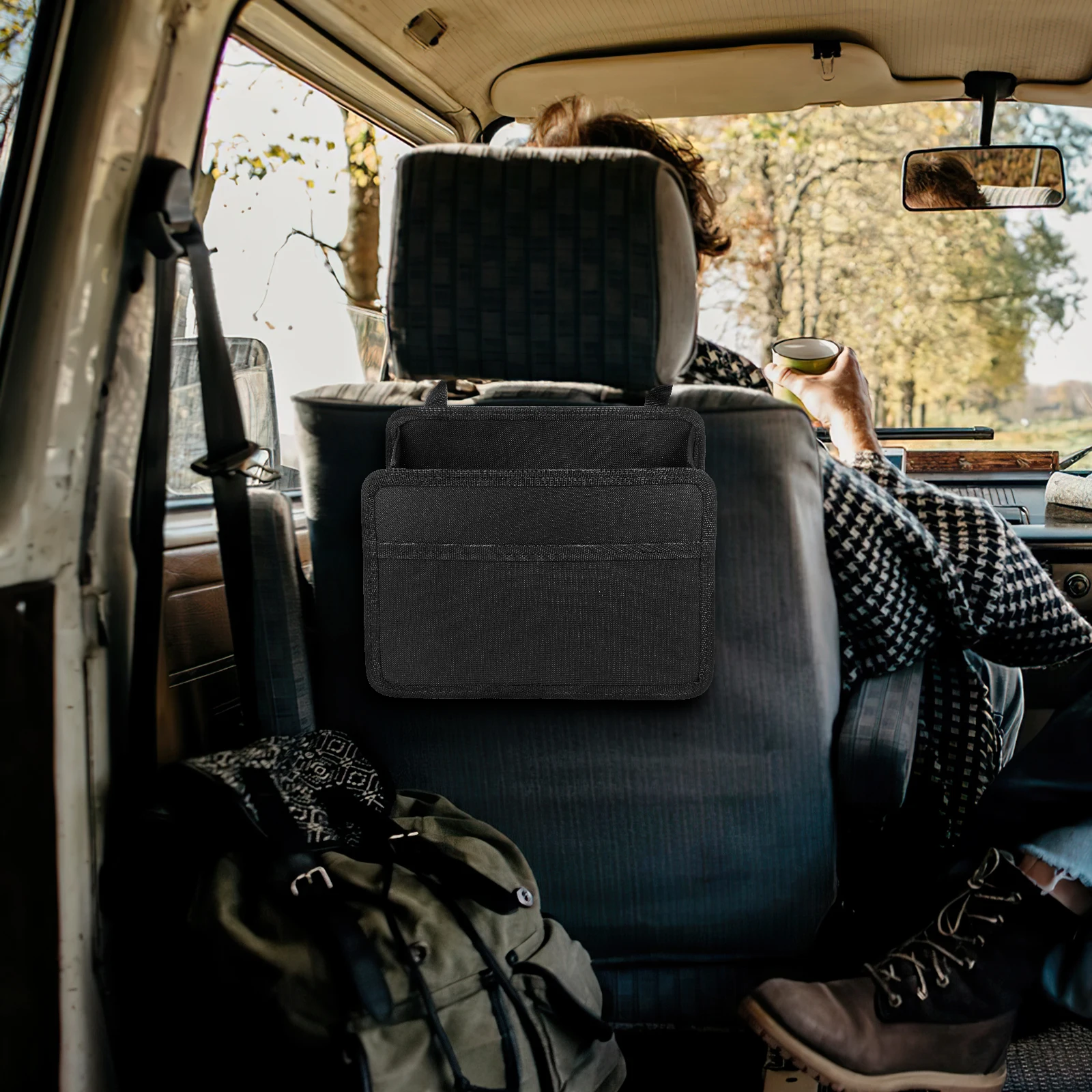

Car Seat Storage Box Organizer Backseat Hanging Bag Foldable Portable Black Oxford Cloth Large Capacity Trash Can Function