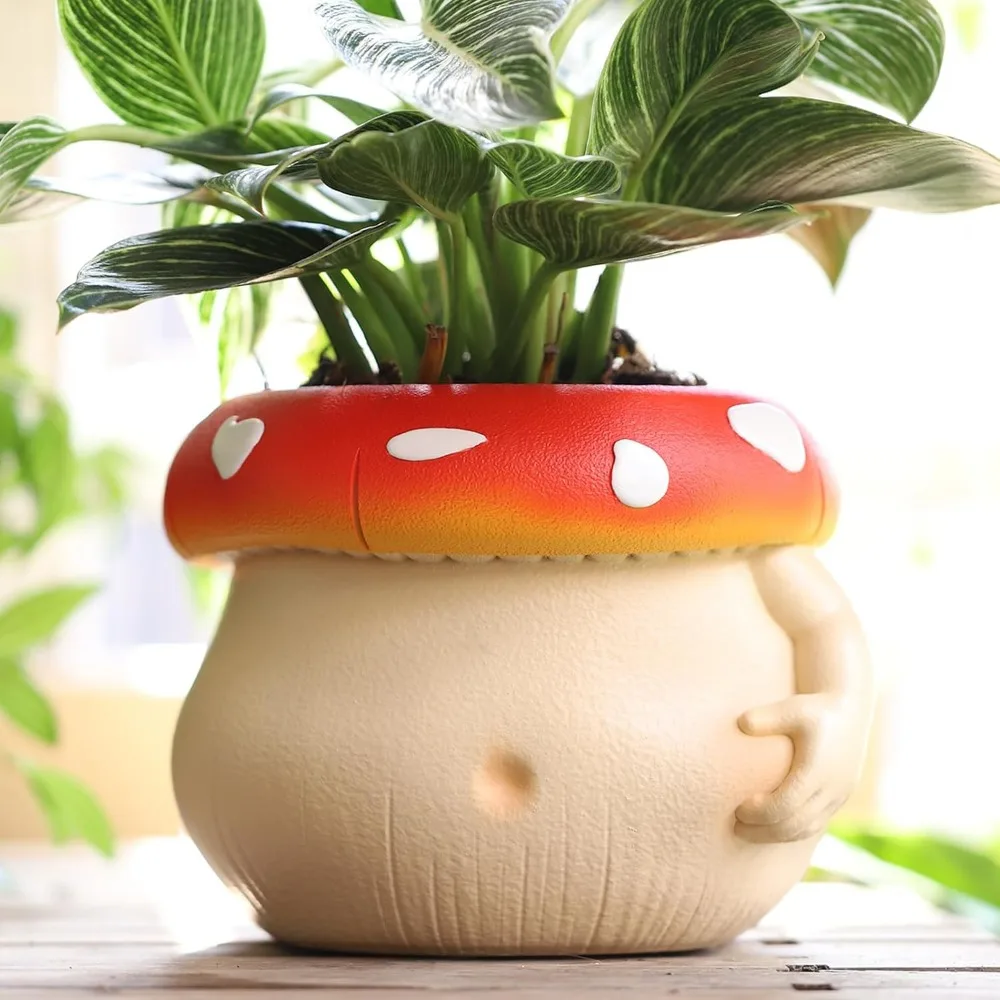 2024 Cute Plant Pot,Flower Planter,Mushroom Ceramic Small Plant Pot,Cute Decorative Succulent Pot for Indoor & Outdoor Plants