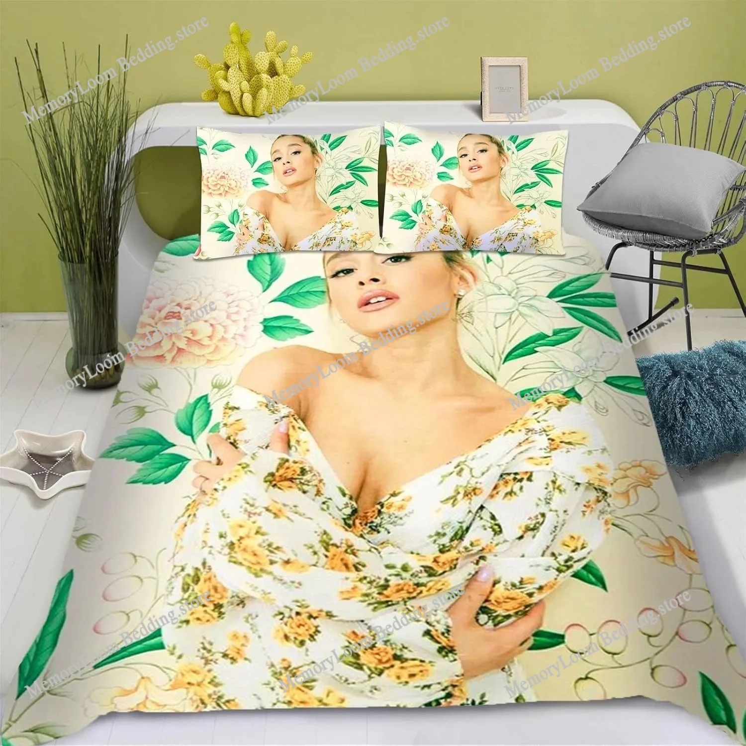 

Singer Style Trendy Ariana grande Bedding Set Twin/Full/Queen Size Duvet Cover Pillowcase Soft Bedroom Set Home Luxury Gift
