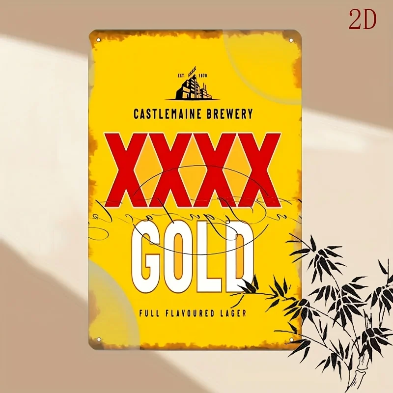 Castlemaine Brewery XXXX Golden Beer  Metal Tin Sign -   Retro Wall Art with Pre-Drilled Holes, Weather-Resistant Tinplate Deco