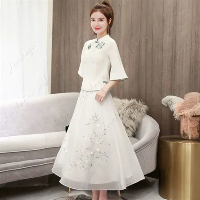 New Summer Modified Hanfu Chinese Style Vintage Slim Fit Cheongsam Dress for Women