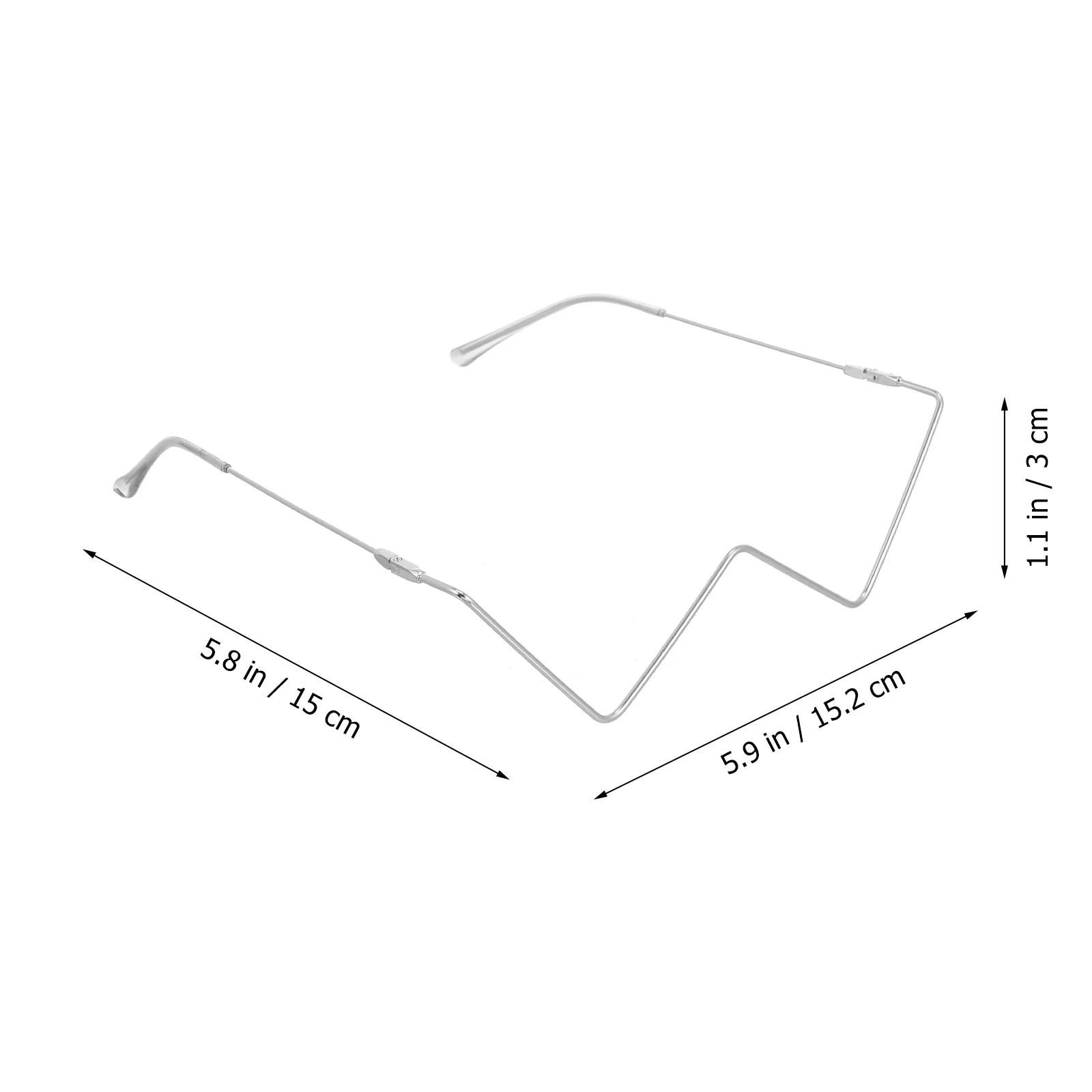 

Semi-Rimless Metal Glasses Frame Durable Lightweight No Lens Design Fashionable Party Festival Eyeglasses Frame