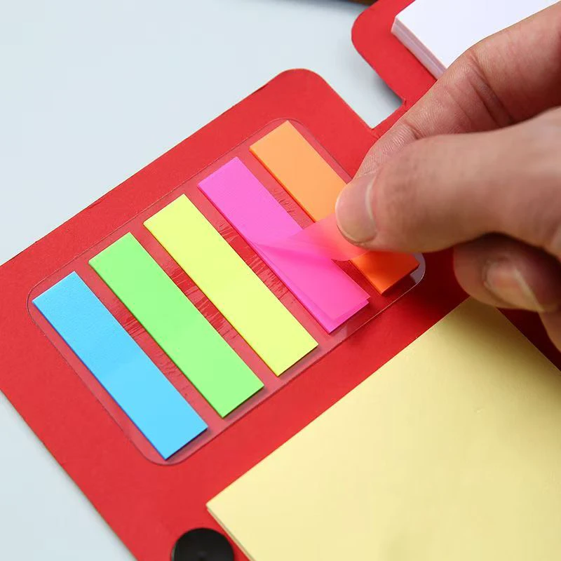 دفتر ملاحظات بسيط مع ملاحظات لاصقة وقلم متعدد الوظائف وملصقات ملصقات للمذكرات وقائمة التسوق وقرطاسية الطلاب