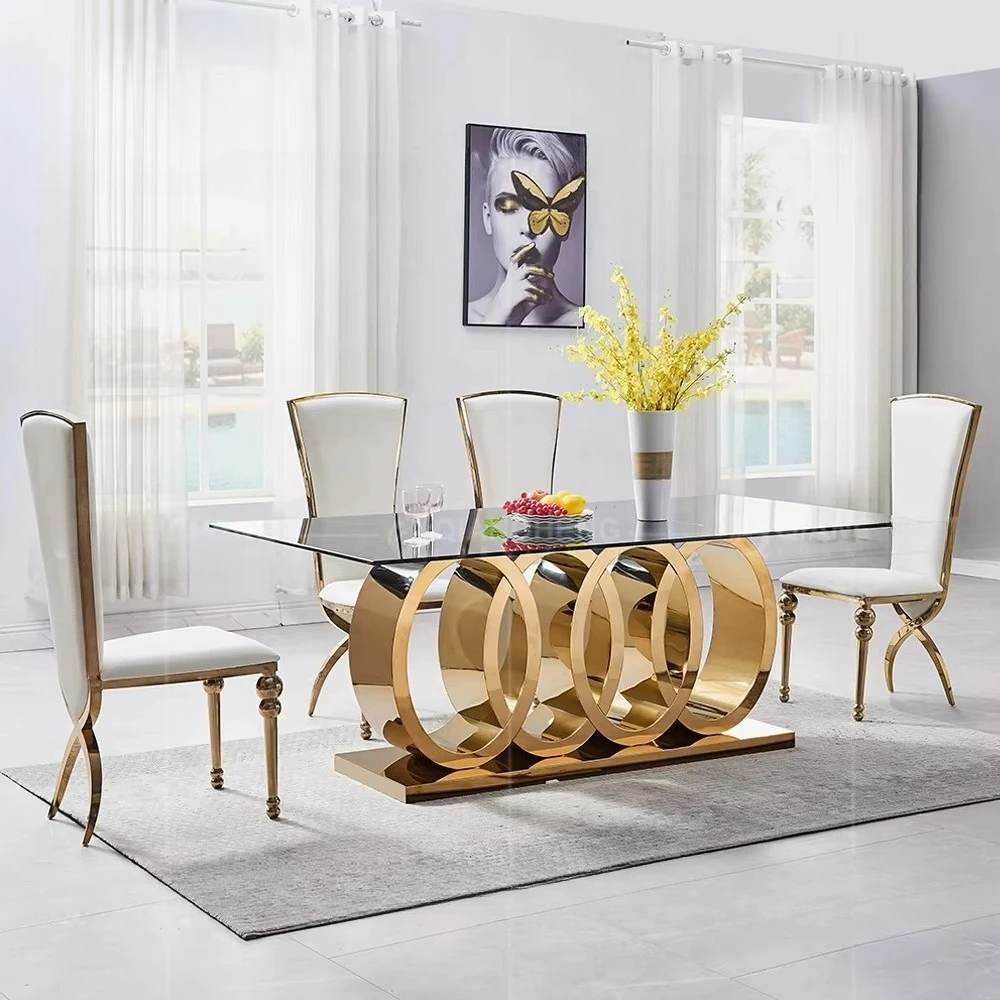 

Modern 8-seat tableware stainless steel dining table