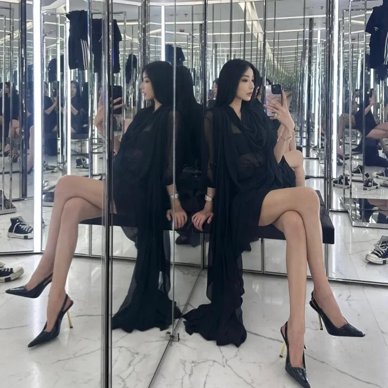 Sandalias de tacón alto con punta estrecha para mujer, zapatos de tacón bajo, calzado de primavera, 2024