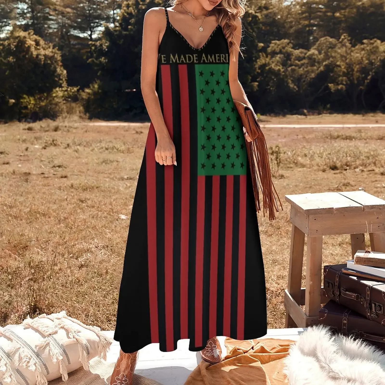 RED BLACK AND GREEN FLAG Sleeveless Dress Bridesmaid dress woman womens clothing