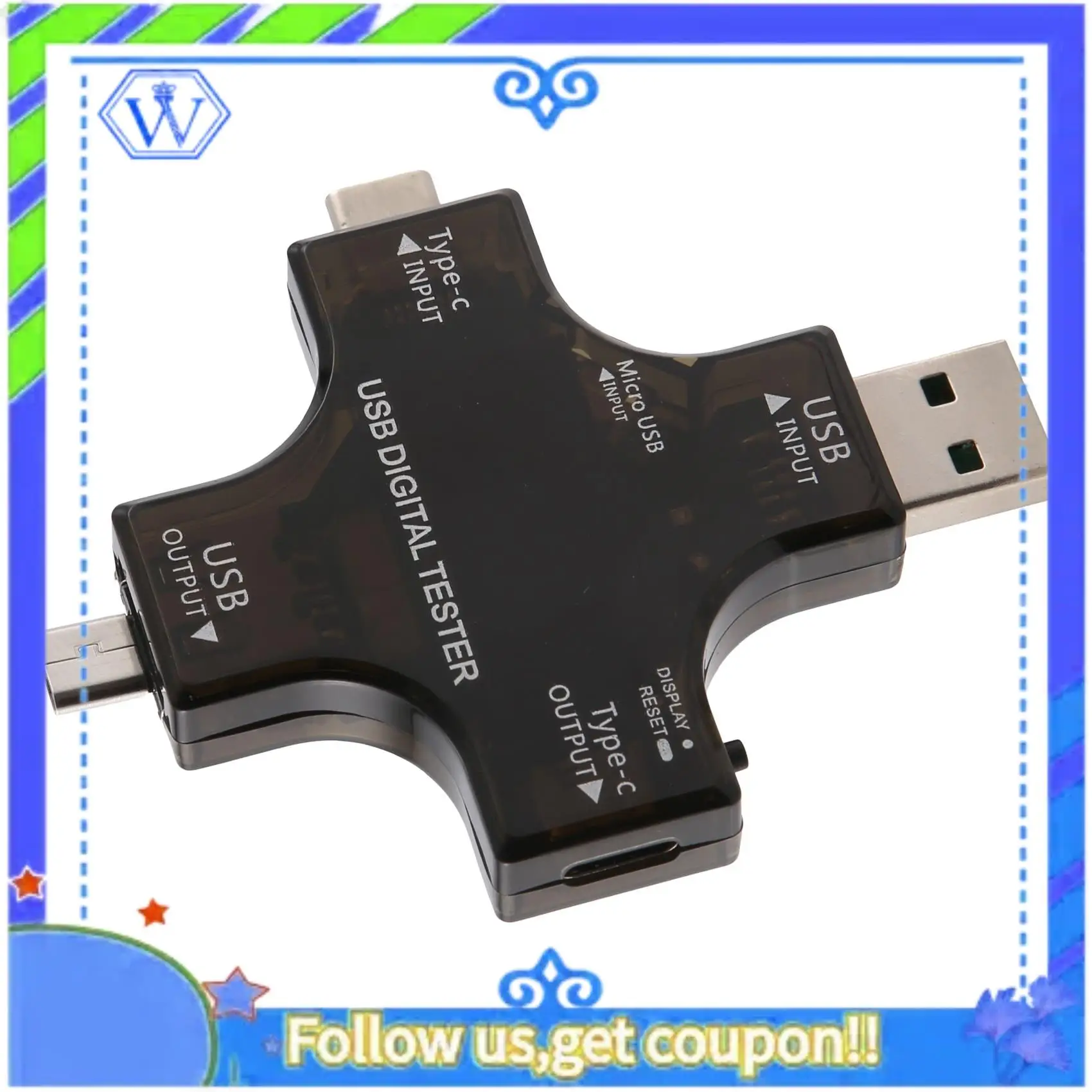 

M46K-2 In 1 Type C USB Tester Color Screen LCD Digital Multimeter, USB C Voltage Current Voltmeter Ampere Voltmeter Detector