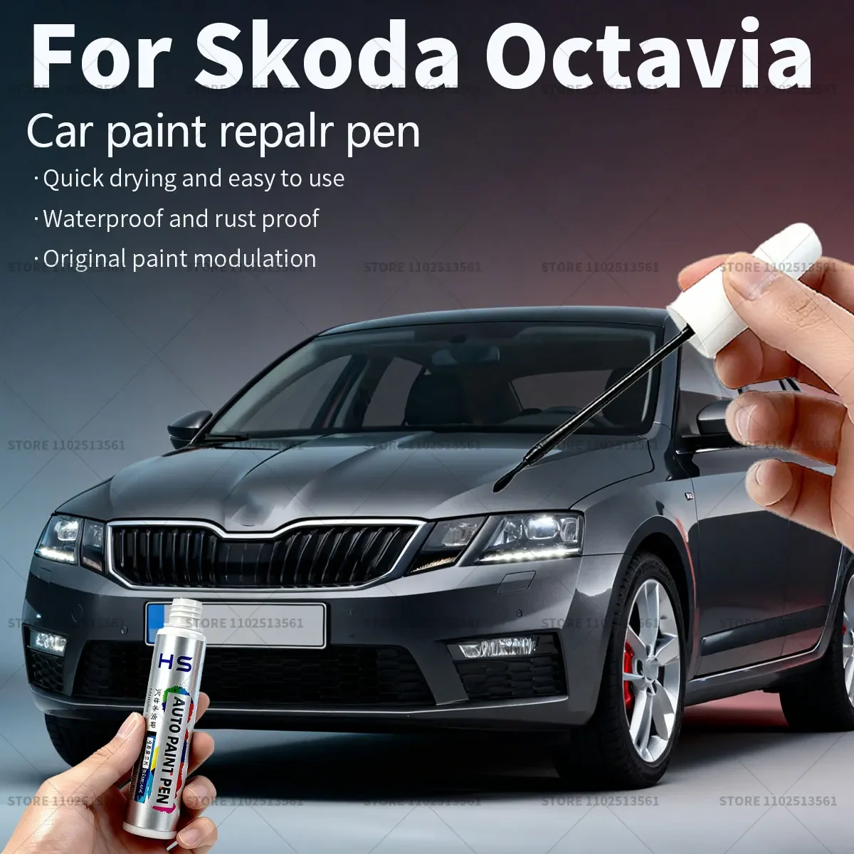 

Ручка для ремонта автомобильной краски для Skoda Octavia Touch Up, средство для удаления царапин, автоаксессуары «сделай сам», бежевый 123, белый, серый, LD7S 160, черный, красный