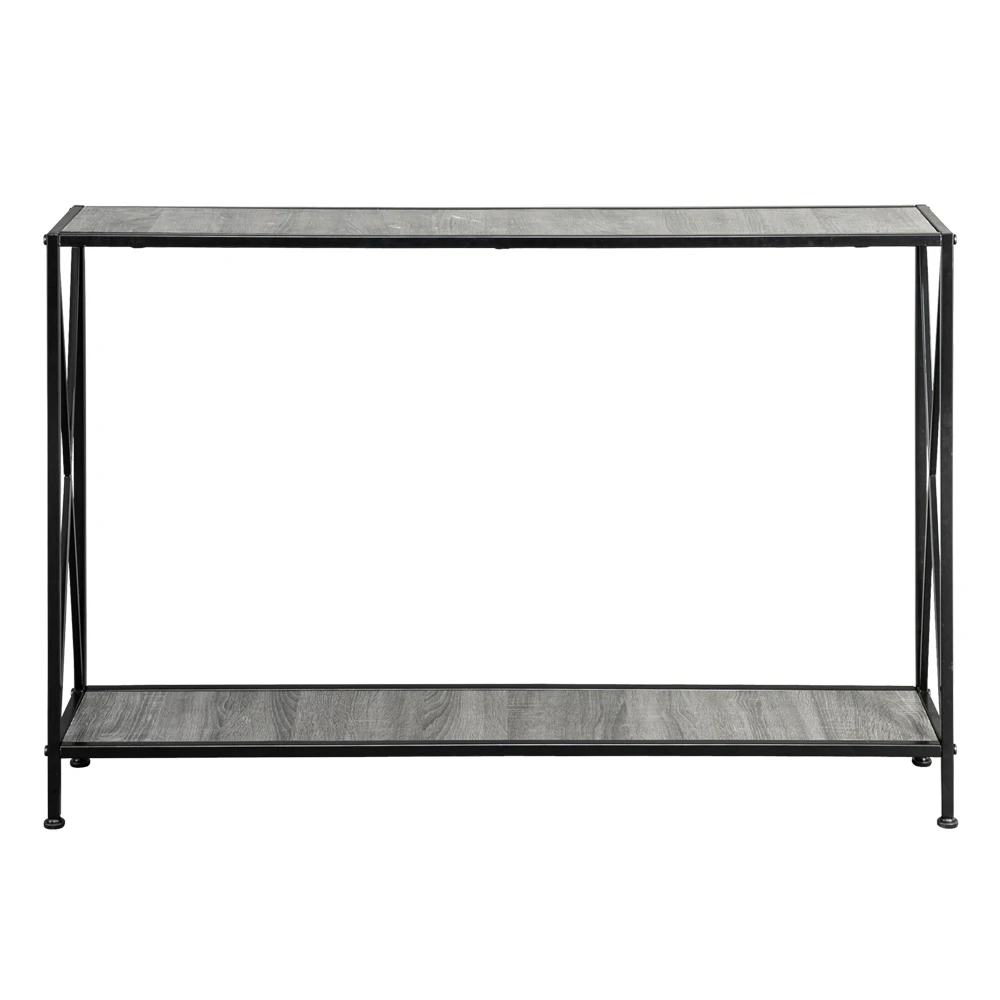 

Grey MDF Countertop Black Wrought Iron Base 2 Layers Forked Console Table