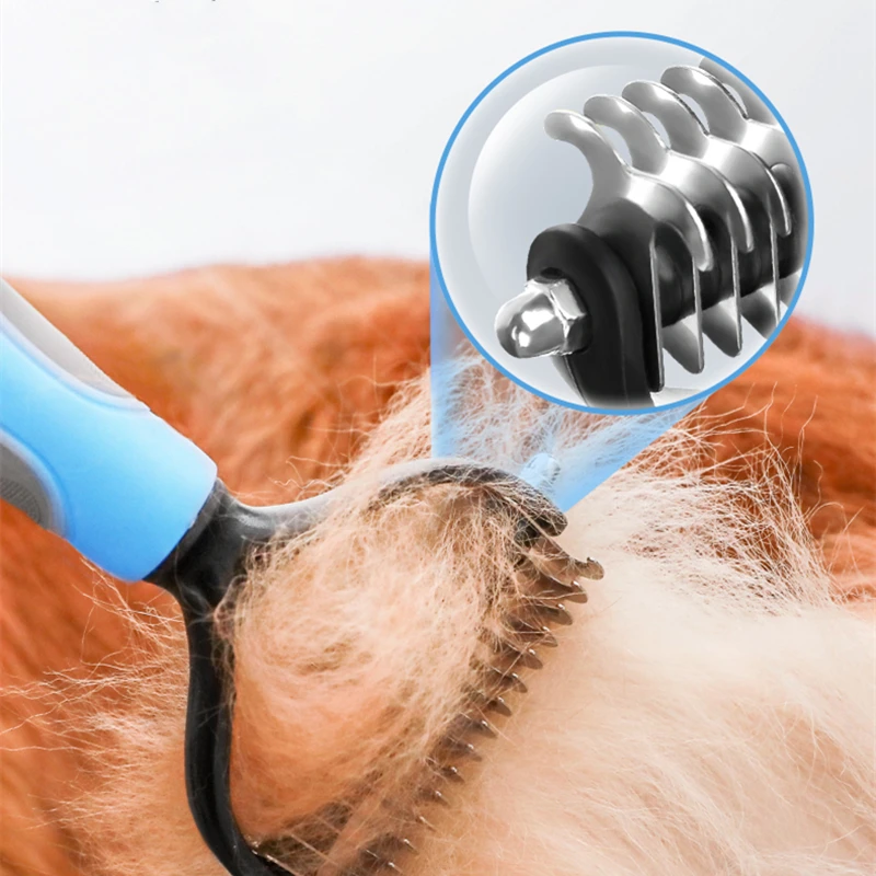 2022 Hot Hair Removal Comb for Dogs Cat Detangler Fur Trimming Dematting Deshedding Brush Grooming Tool Long Hair Curly Pet