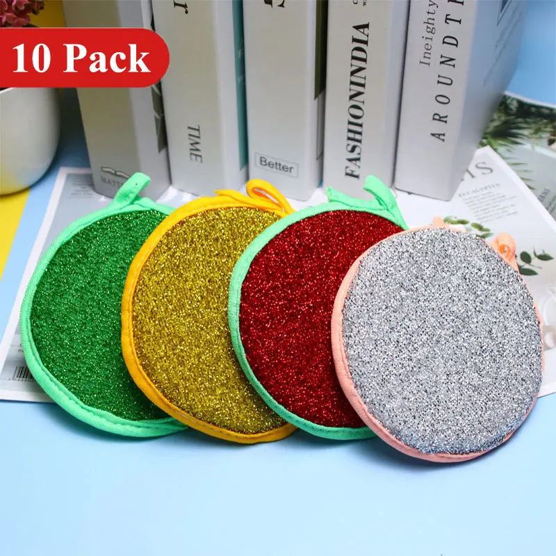 10Pcs Double Side Dishwashing Sponge Pan Pot Dish Cleaning Sponge Household Cleaning Tools Kitchen Tableware Dishwashing Brush