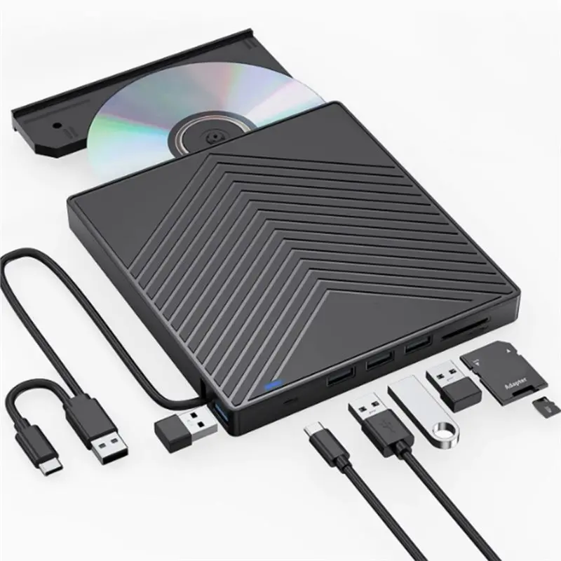 Delicate texture-USB 3.0 Type-C 8-In-1 External CD/DVD RW Optical Drive Multi-Function DVD Player Burner Writer/Reader For PC