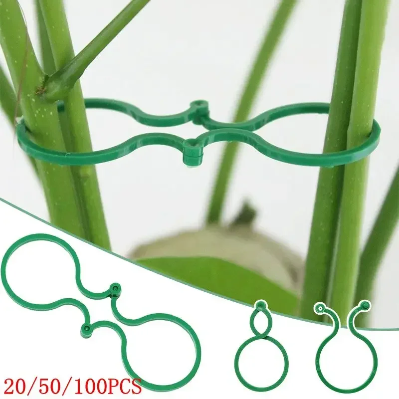 Plastic Garden Vine Strapping Clips, Tie Plant Bundled Buckle Ring Holder, Tomato Plants Stand Support Tool, 20/50/100Pcs