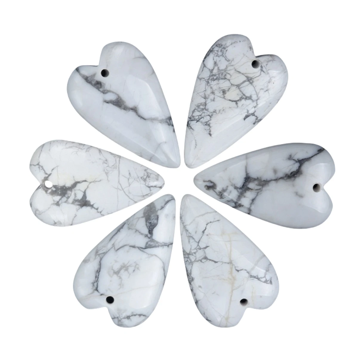 Howlite Long Love Heart Gemstone Pendant for DIY Making Jewelry Necklace Healing Chakra Crystal Teardrop 25x40mm