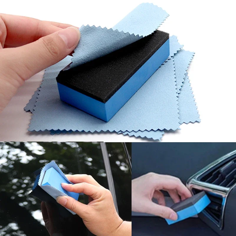 Car Ceramic Coating Sponge Applicator Automobile Glass Nano Wax Coat Applicator Pads Sponges Cloths Blue Waxing Polishing Tools