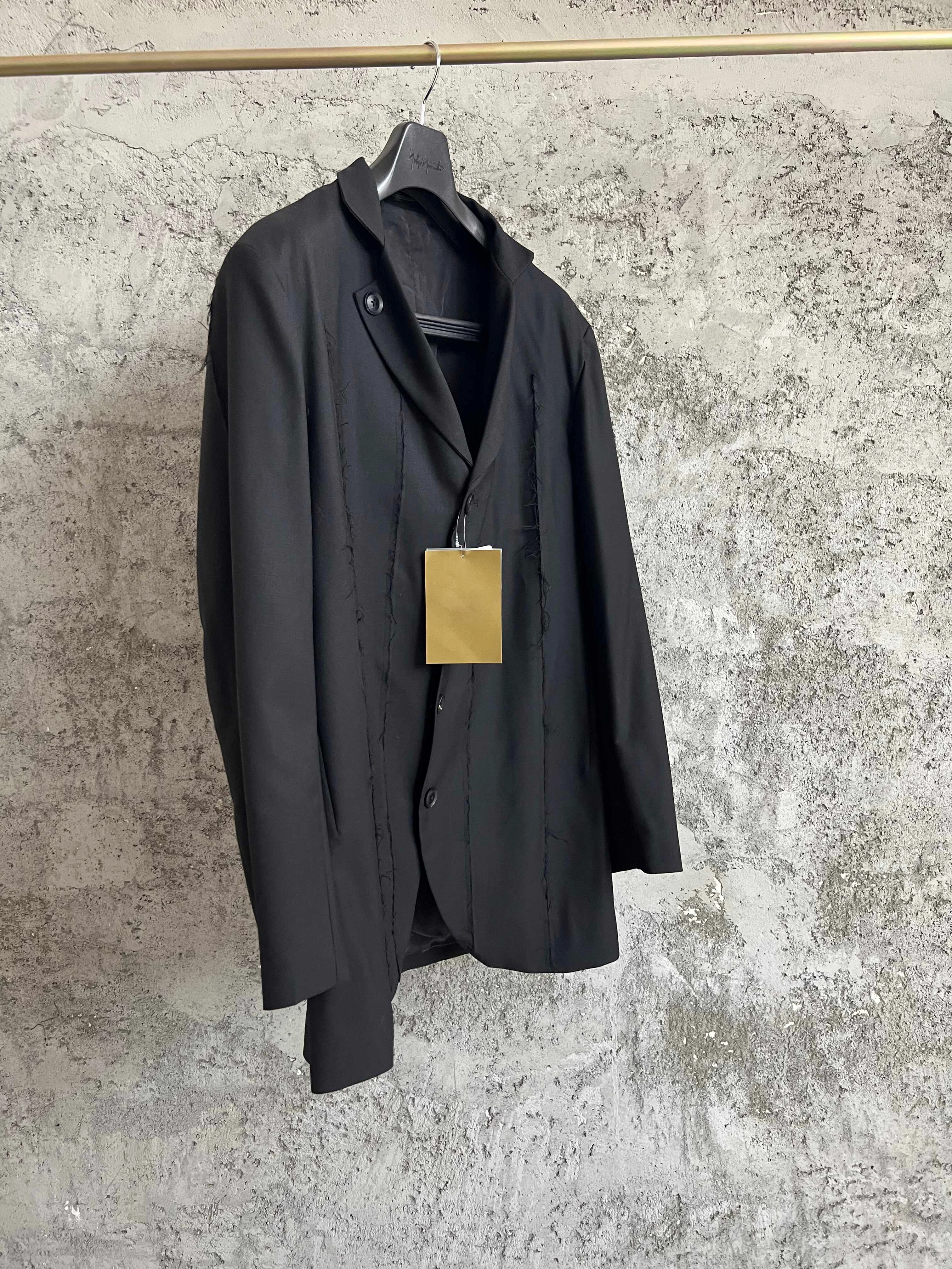 TOP-YAMOTO بدلة صوف أزرار من جلد الغنم الأصلي سترة سوداء مرقعة بصدر واحد