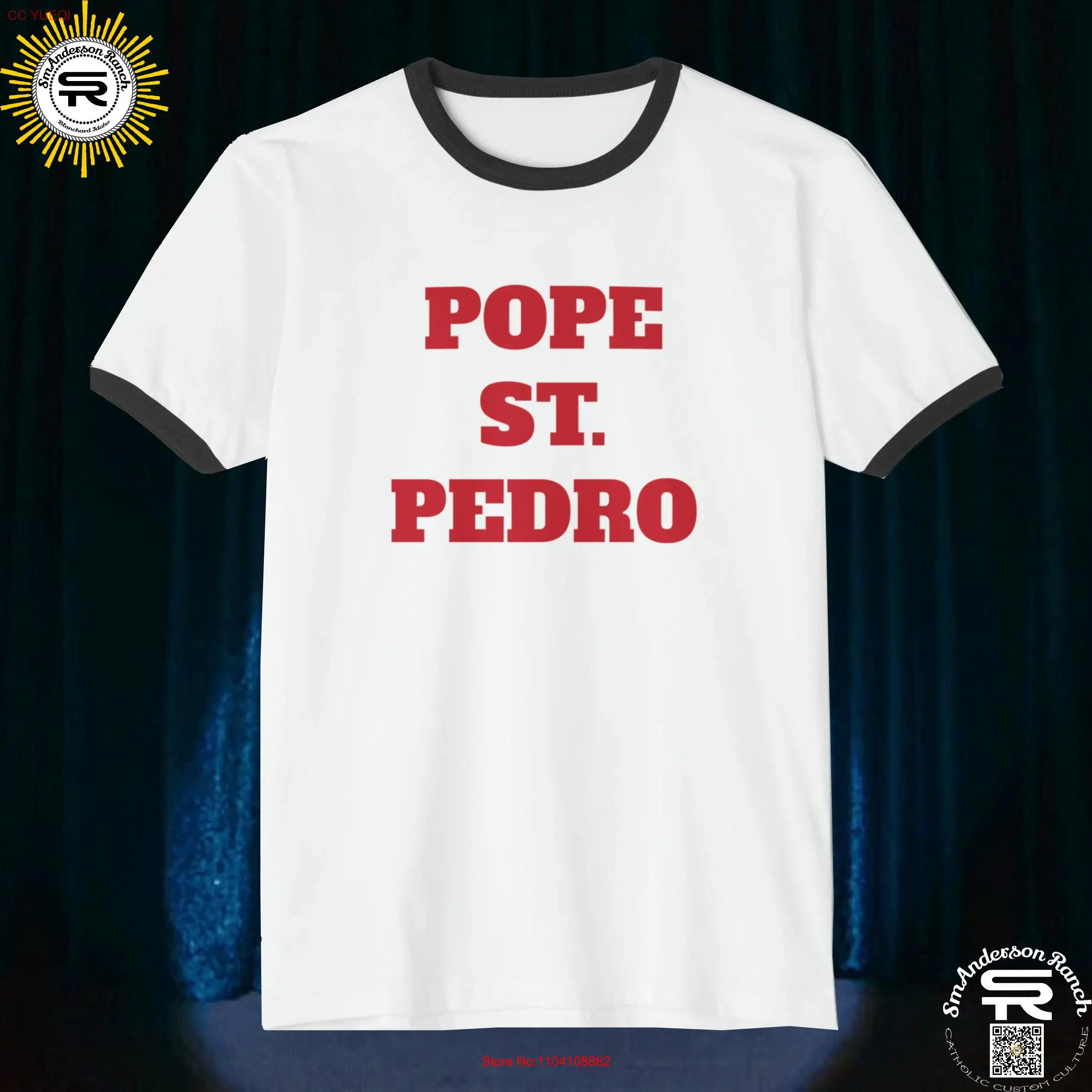 Pope Saint Pedro Peter SR Cotton Ringer Religious Traditional Catholic Christian T Shirt long or short sleeves