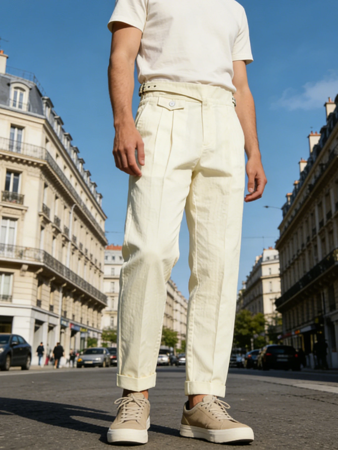

Italian Style High Waist Loose Straight Leg Men Formal Suit Pants Casual Formal Dual-use Comfortable Italian Style Men Trousers