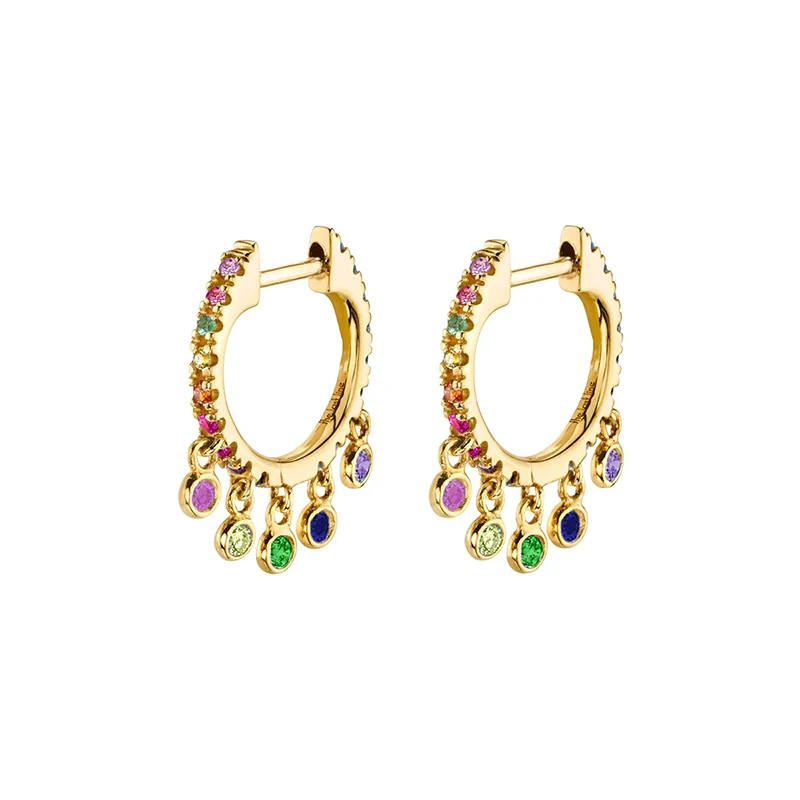 CRMYA Gold Plated Dangle Earrings for Women Classic Colorful Zircon Women's Hoop Earrings 2022 Fashion Jewelry Wholesale image 3