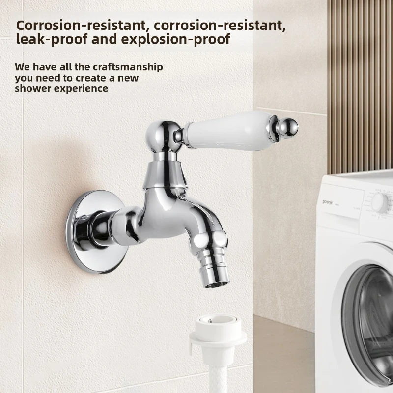 

Смеситель для стиральной машины с гальваническим покрытием, полностью медный, одинарный, холодный, 4, (1/2 дюйма), быстрооткрывающаяся швабра, разъем для раковины, домашний смеситель