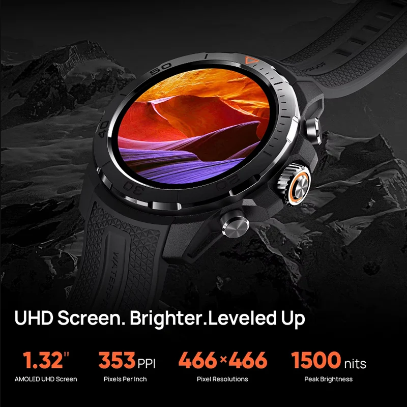 Miko jam tangan pintar olahraga untuk pria, arloji cerdas GS Explorer kelas militer kasar layar UHD, Altimeter, Barometer, kompas, GPS, 10ATM