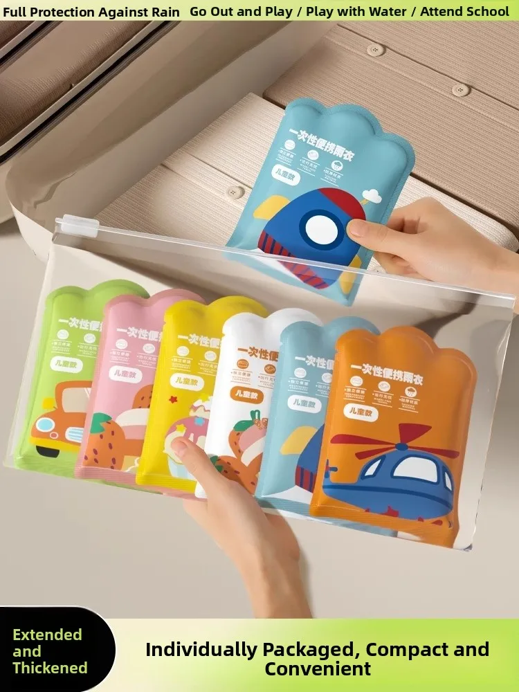 

Disposable Thiened Raincoat Card Portable Full Body for Children Adults Travel Tourism Elementary School Students Baby
