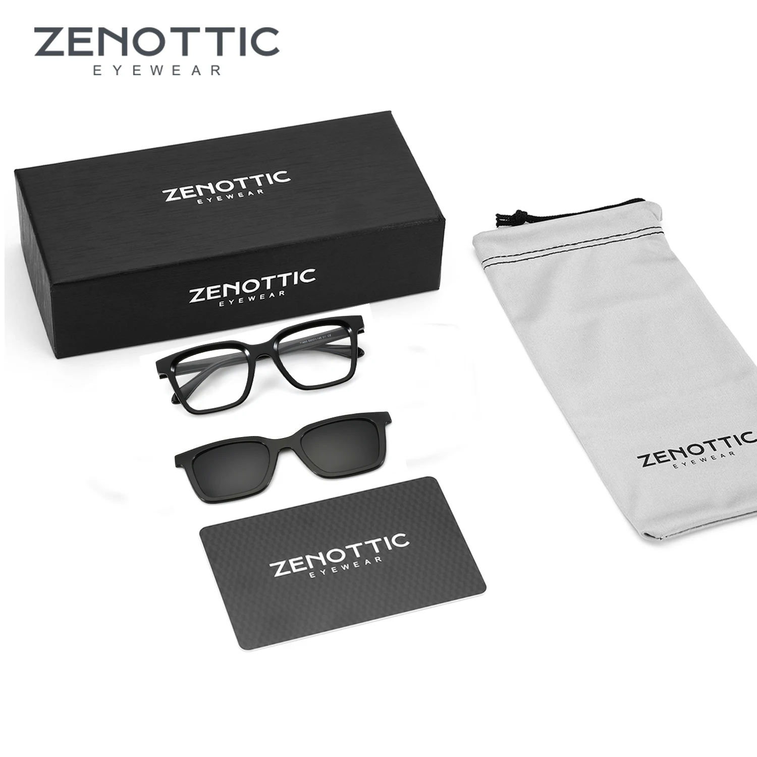 

ZENOTTIC (XL Size) Fashion Urltra-Light TR90 Sun Glasses with Magnetic Clip On Polarized Sunglasses Square for Women Men