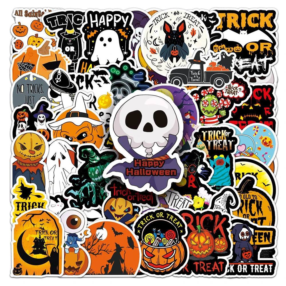 50pcs Cartoon Pumpkin Halloween Stickers DIY Decor for Phones Luggage Journals Gift