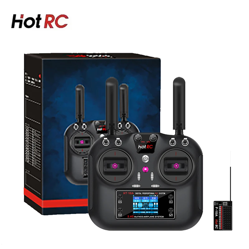 HOTRC HT-10A HT10A 2,4 Ghz 10CH Sender Fernbedienung Mit F-10A Empfänger Für RC flugzeug Spielzeug Boot Drone Roboter
