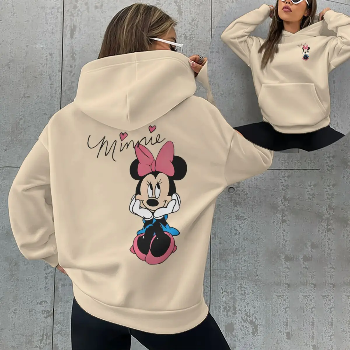 

Unisex Clothing Funny Minnie Mouse Hoodie Harajuku Fashion Casual Hooded Top Pink Bow Minnie Design Top Hoody Hooded Shirt
