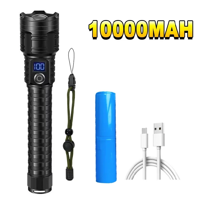 

New High Power Flashlight 2000000LM Super Bright Lantern 10000mAh Rechargeable LED Lamp Tactical Flashlights For Hunting Fishing
