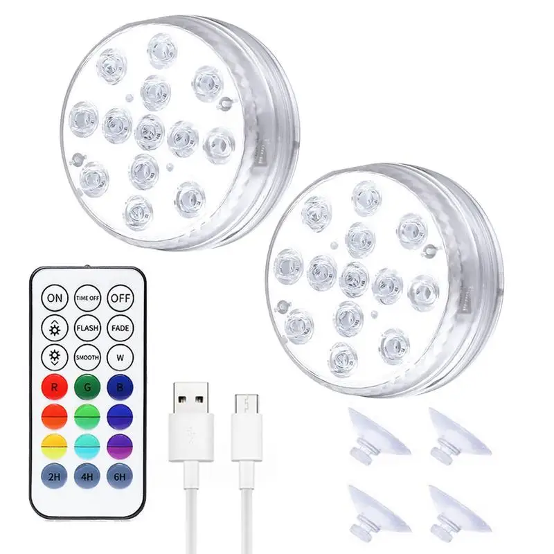 

13 LED Underwater Light USB Rechargeable Swimming Pool Lamp IP68 Waterproof For Swimming Pools Aquariums Vases lumiere piscine