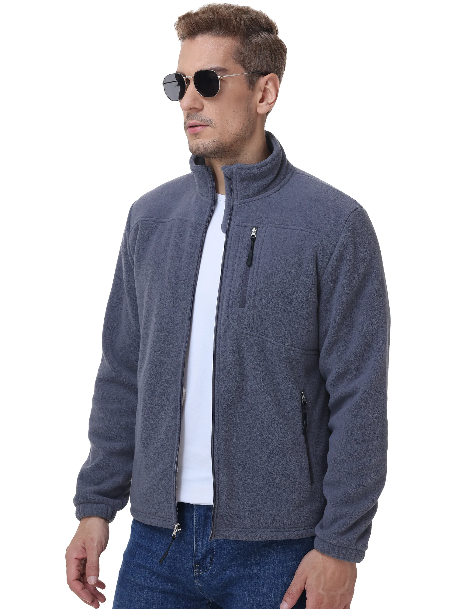 Herren Warme Polarfleece-Jacke mit Vollreißverschluss, Windbreaker mit mehreren Taschen, Arbeits- und Wanderjacke für Herbst & Winter – Detail 18