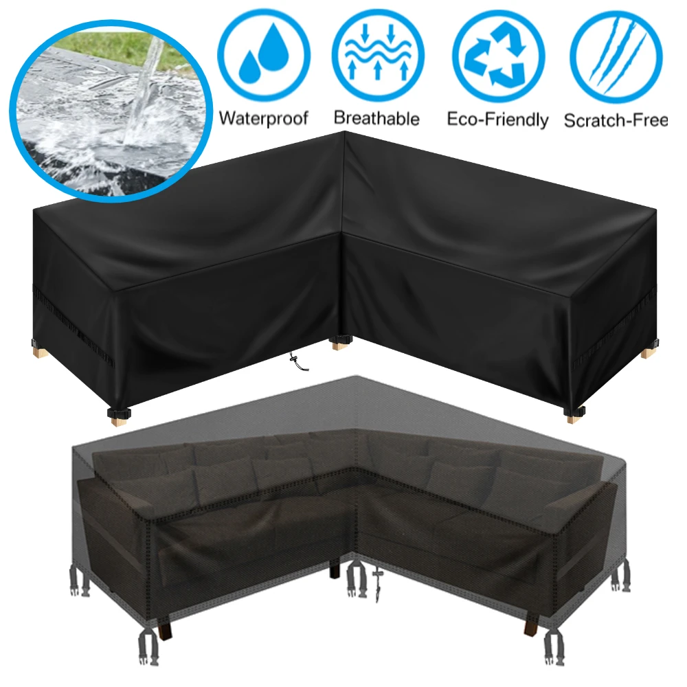 L-Shape Garden Sofa Cover 210x260x87cm Waterproof Heavy Duty Patio Furniture Dust Covers All-Purpose Covers Outdoor Couch Cover