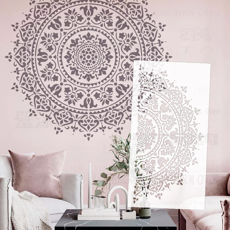

50cm - 90cm Wall Stencil For Painting Decor Decorative Decors Template To Paint Putty Target Mandala Big Round Flower S491