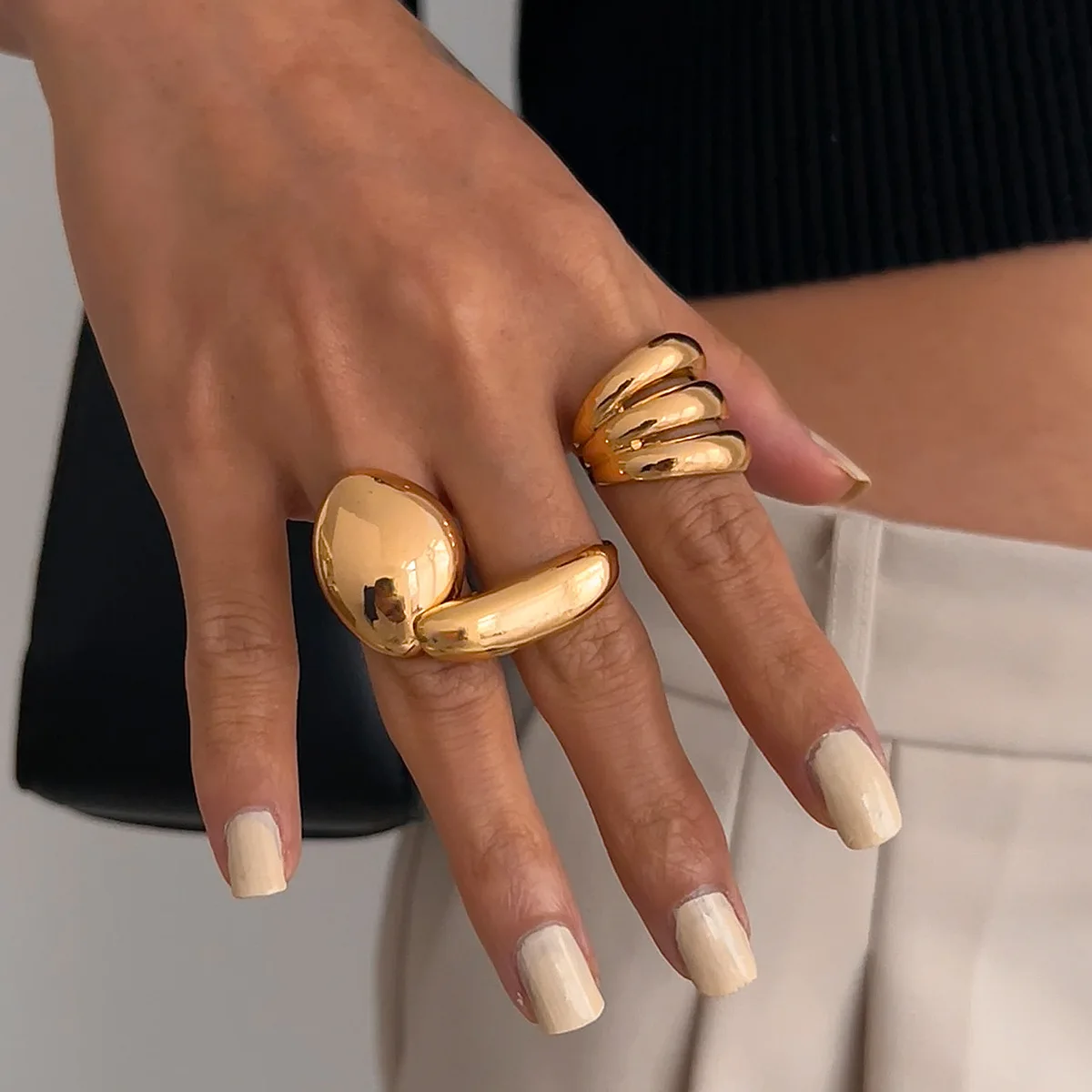 

Minimalist Open Ring Simple Elegance Oversize Luxury Jewelry Cold Style Fashionable Ladies' Alloy Ring Non Adjustable