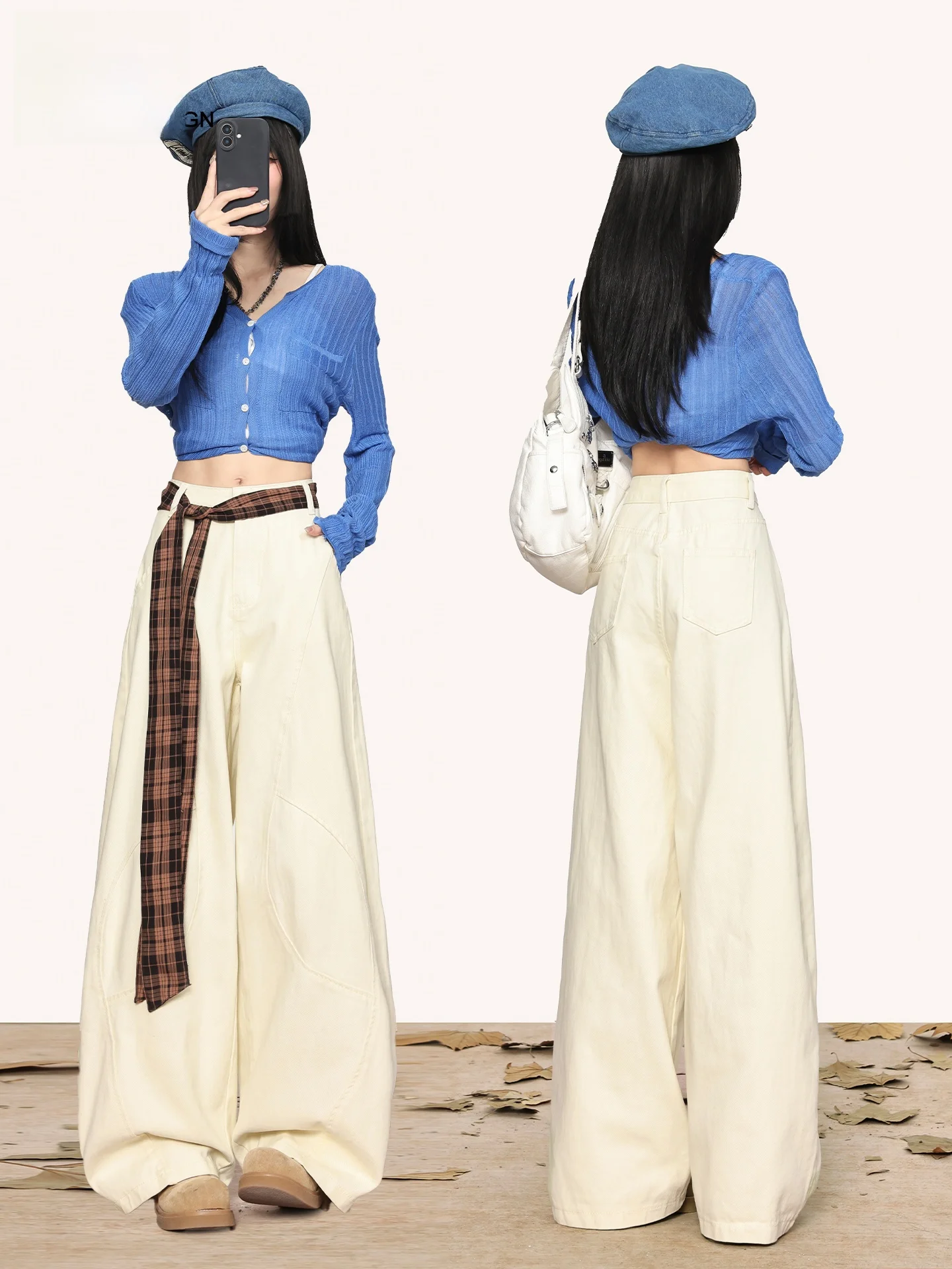 

Американские ретро-брюки унисекс в спортивном стиле, женские свободные джинсы с широкими штанинами, летняя новинка, повседневные джинсы с высокой талией из денима...