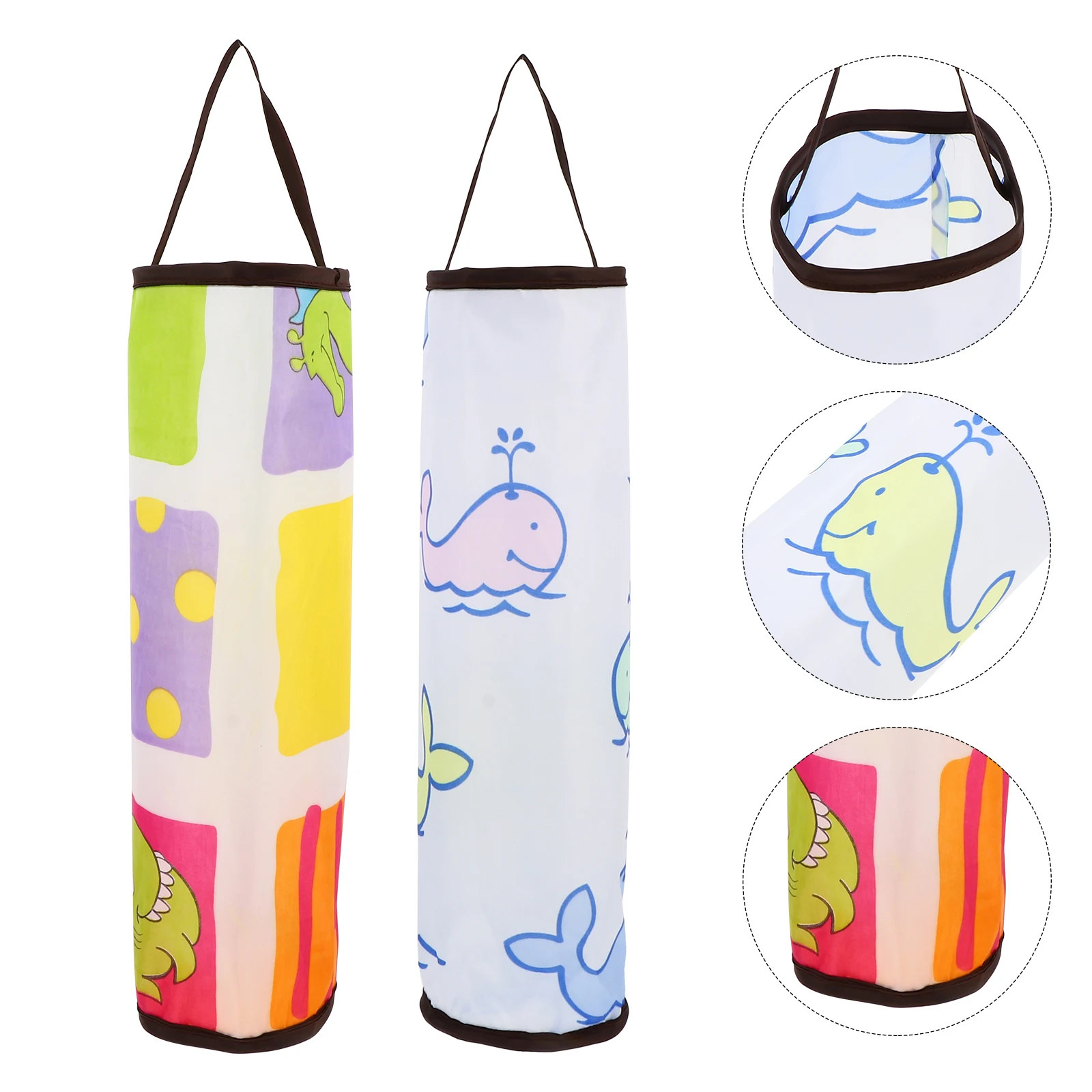 2 pcs Bucket Shape Lightweight Storage Containers Hanging Bags Cartoon Design Wall-Mounted Organizer For Kitchen
