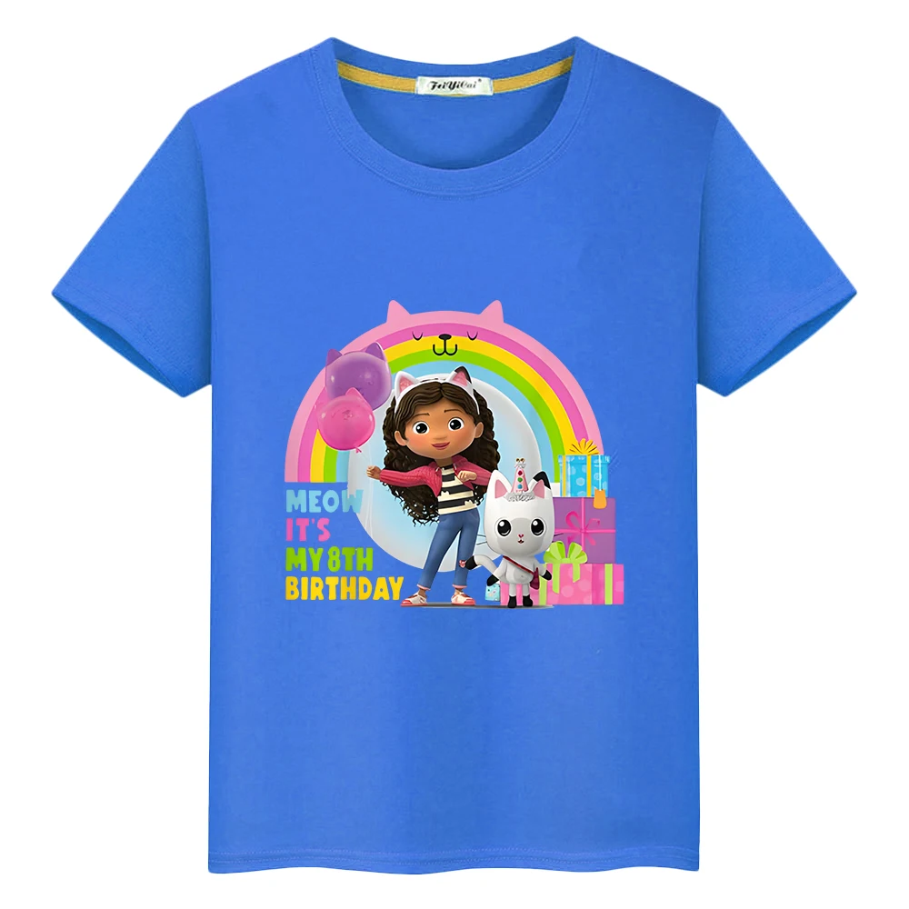 

Gabby Dollhouse Kawaii Print T-shirt 100%Cotton Short Sleeve pride tshirt anime Casual Tops y2k girls clothes kids gift