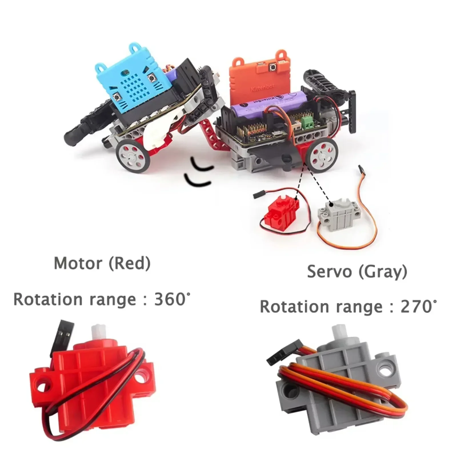 4Pcs DIY Programmable Gray Servo Red Motor with Cross Axle Wheels for Micro:bit Building Projects