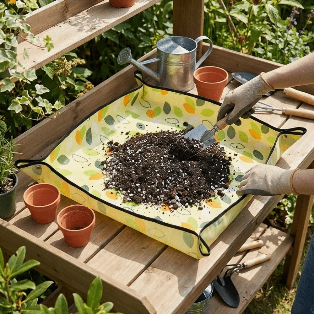 Reusable Thickened Planting Mat Waterproof Foldable Succulent Planting Mat Portable Oxford Cloth Gardening Mat Home Gardening