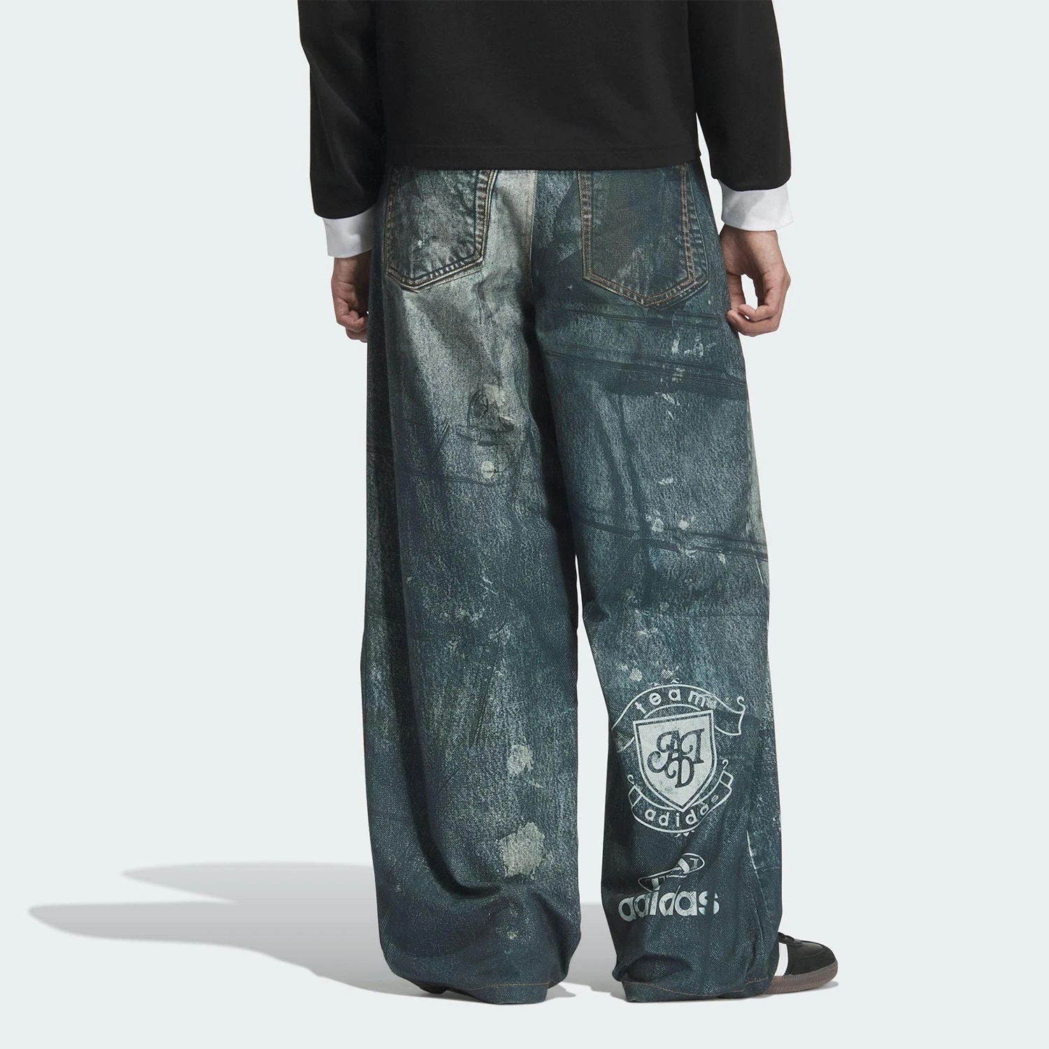 Adidas genuine Trefoil Men's Retro Denim Loose Casual Fashion Trousers KC2691