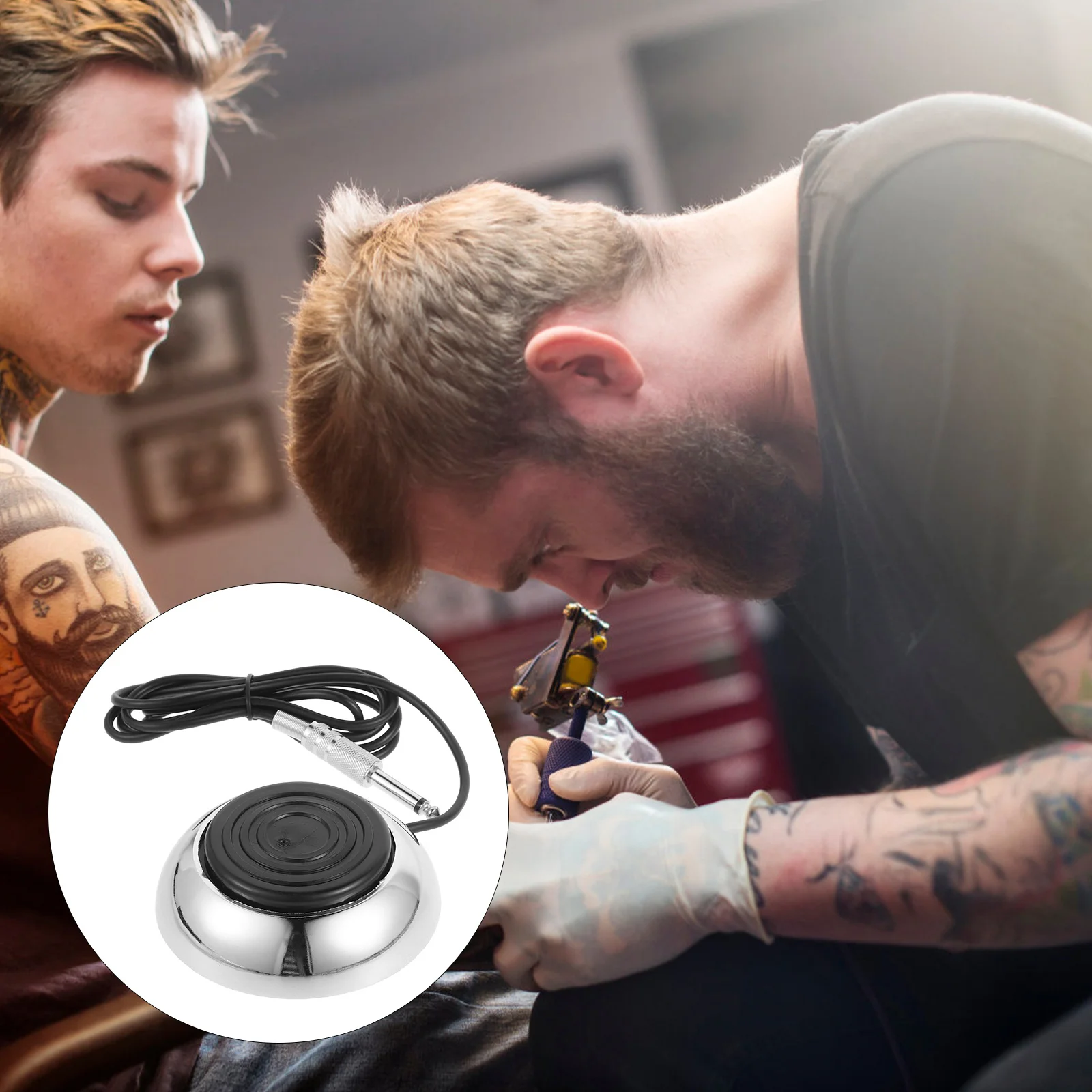 

Tattoo Foot Pedal Round Stainless Steel Soft Wire Stable Current Output Compatible With Professional Tattoo Machine Power