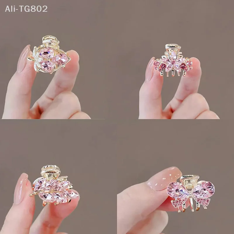 

Fashion Mini Crab Metal Hair Clips Small Hair Accessories For Women Girl Pink Rhinestones Flower Bow Hair Pin Side Bangs Clip